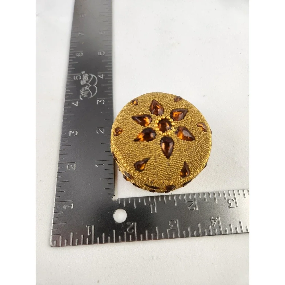 Vtg Round Hand Beaded Trinket Boxes‎ Yellow Gold Beads Jeweled Wedding Set of 5